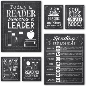 Reading Motivational Posters | Set of 6 | Motivational Posters - Colorful Bright Chalk
