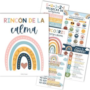 Spanish Calming Corner Posters | Set of 6 | Spanish Educational Posters - Colorful